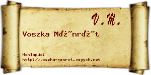 Voszka Ménrót névjegykártya